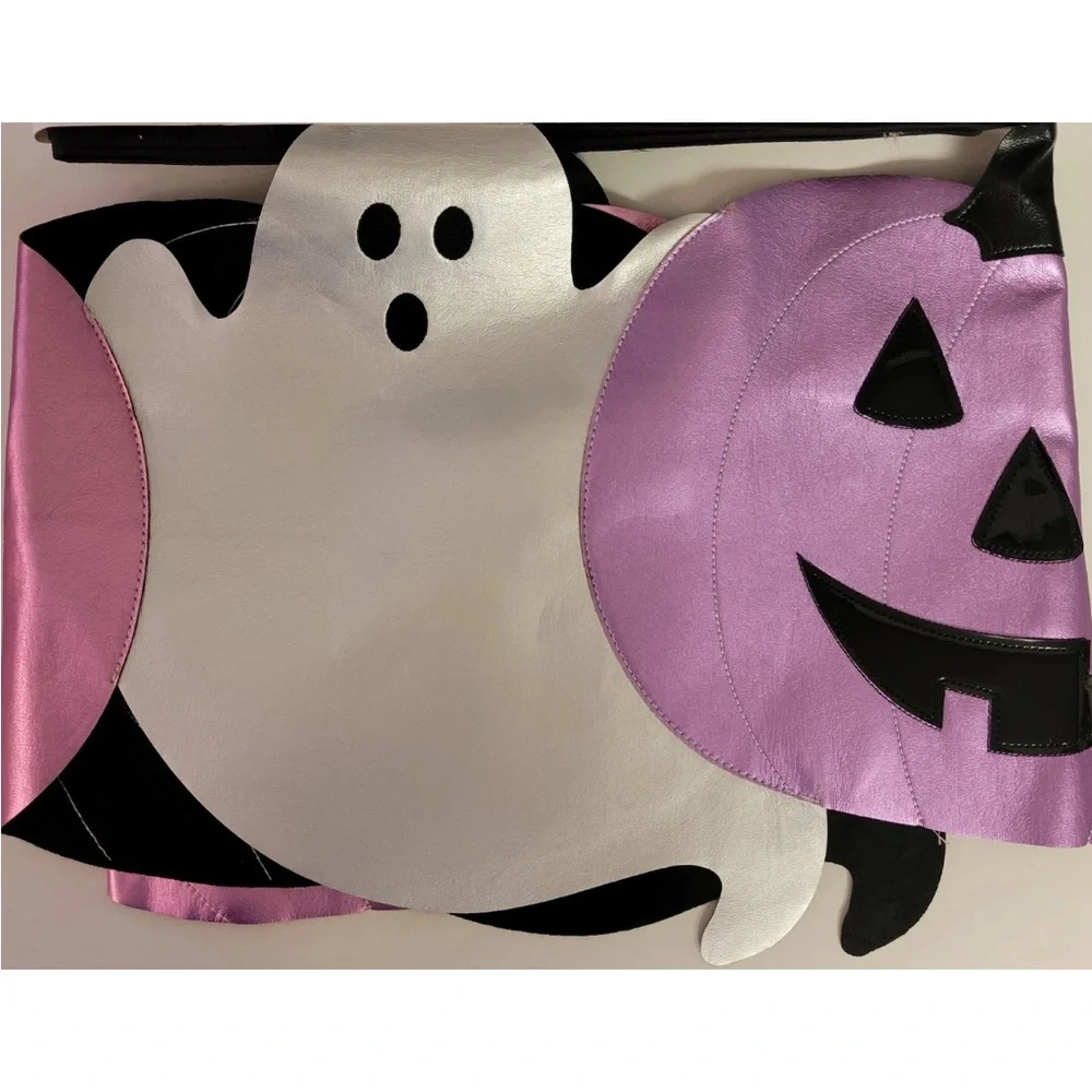 Isaac Mizrahi Halloween Mantel Scarf Jack O Lantern Ghosts Metallic Purple 84